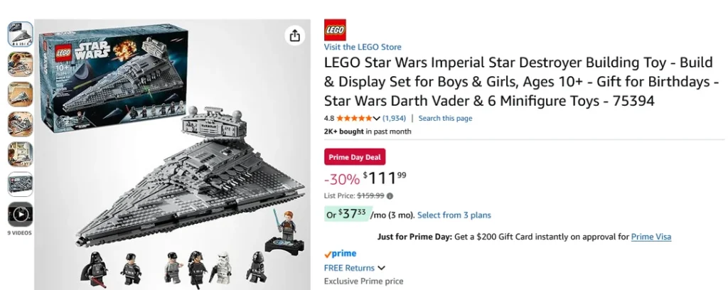 Lego star wars star destroyer.