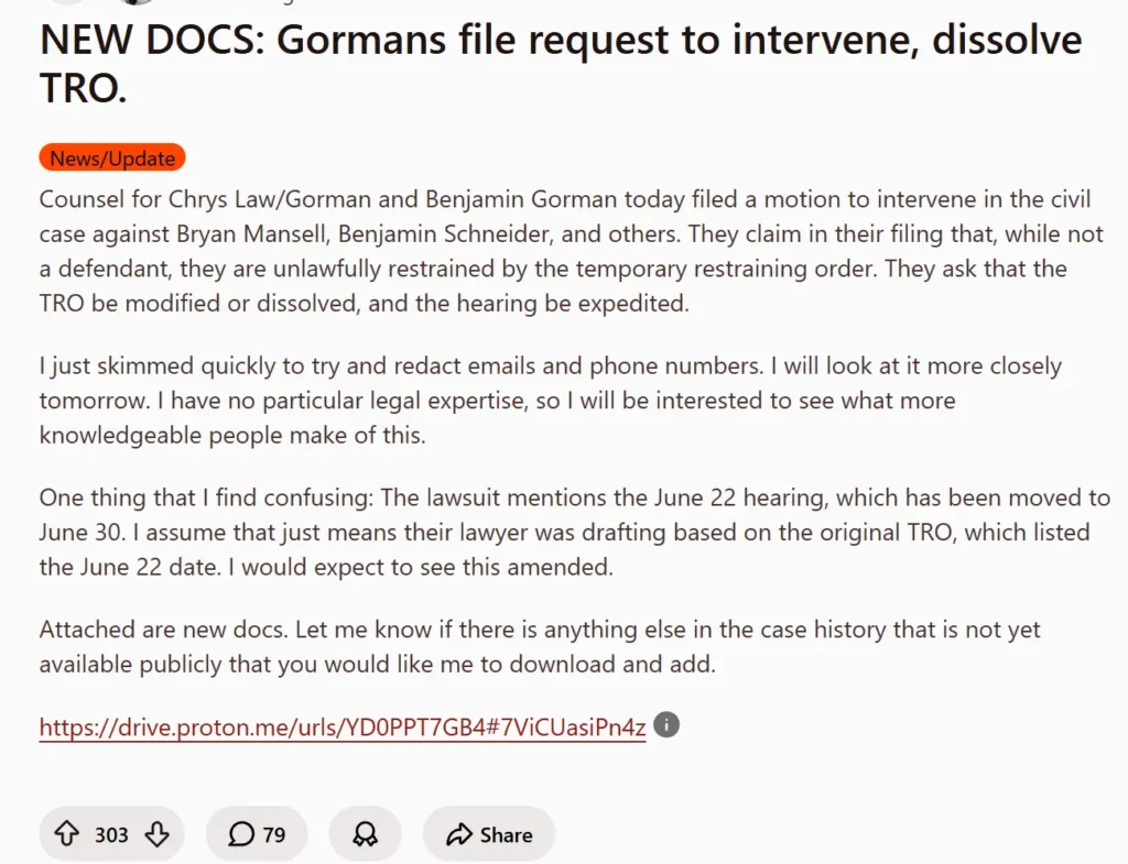 TRO reddit user.
