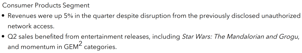 Hasbro earnings report.