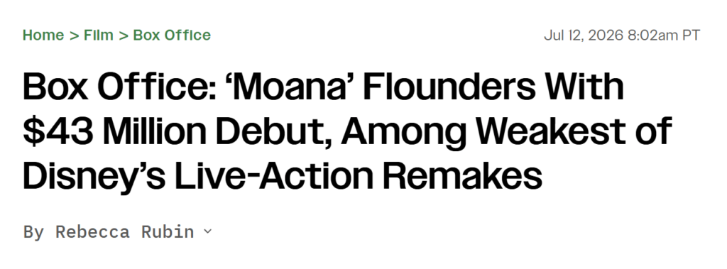 Moana 43 million opening weekend.