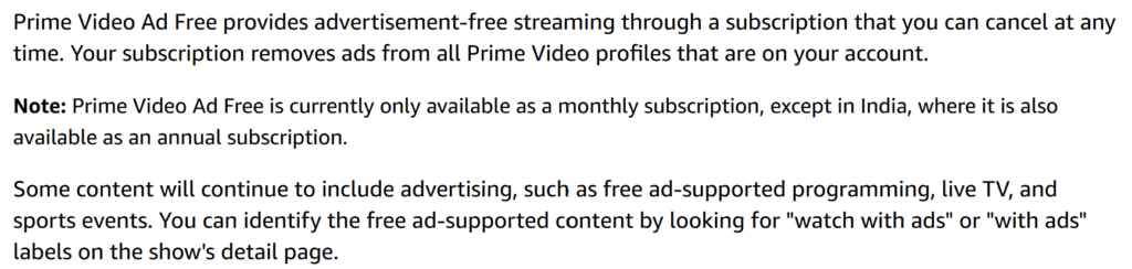 Amazon prime ad free version.