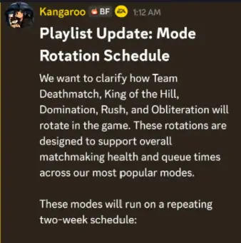 Battlefield update.