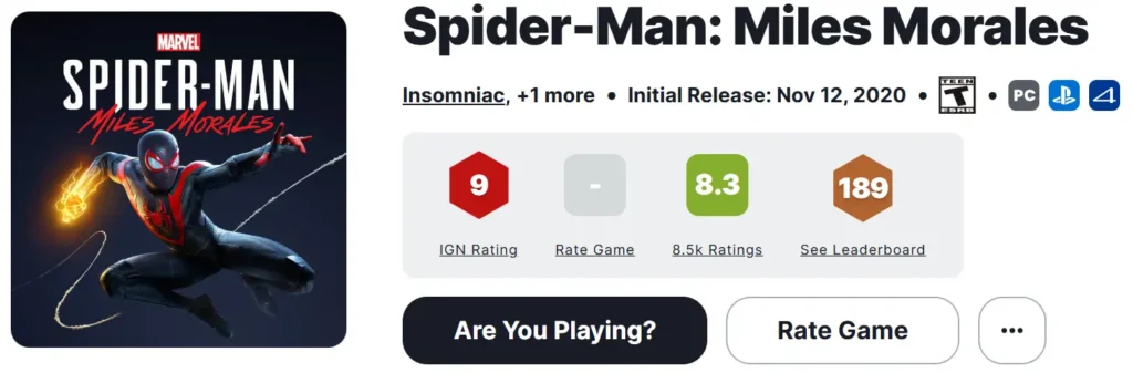 Spider-man high rating.