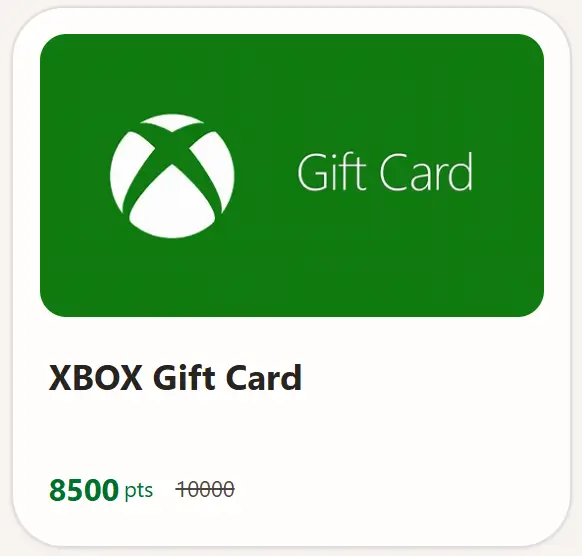 Xbox gift card reward.