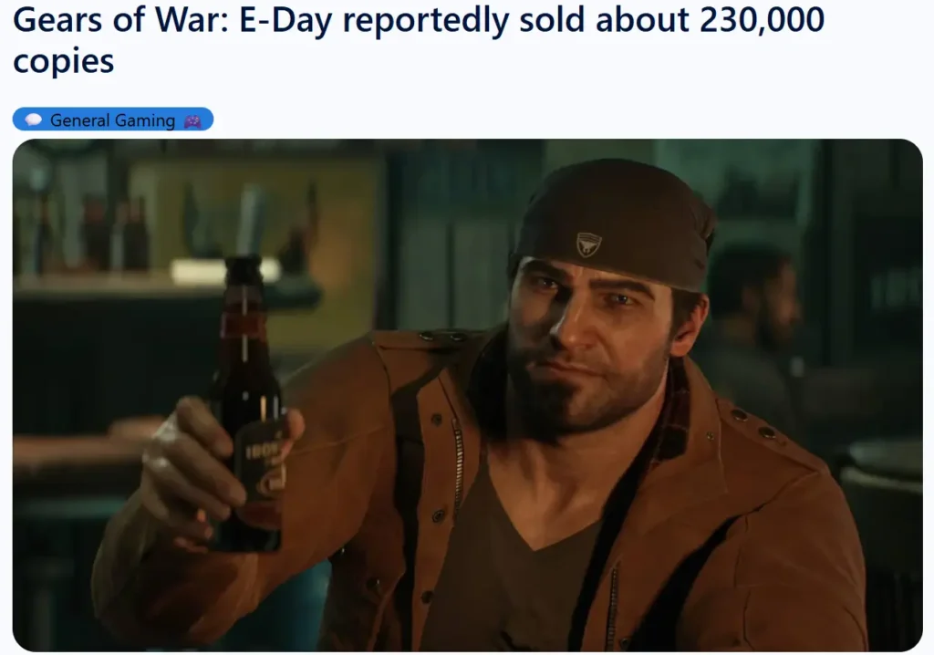 Gears of War E-Day 230k copies sold.